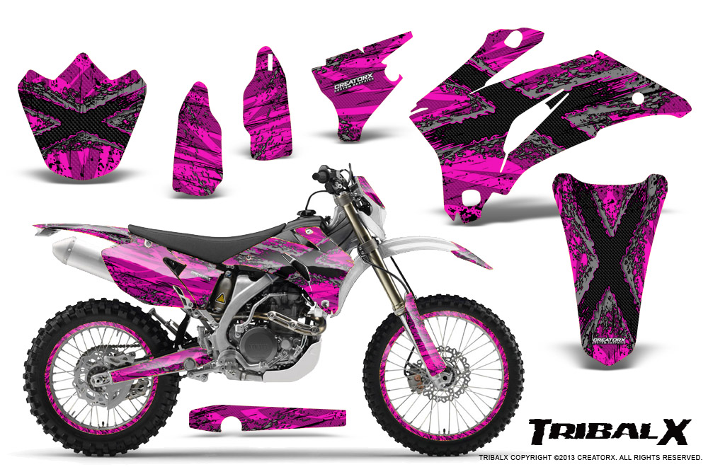 Yamaha WR 250-450 07-10 Graphics Kit TribalX Silver Pink NP Rims